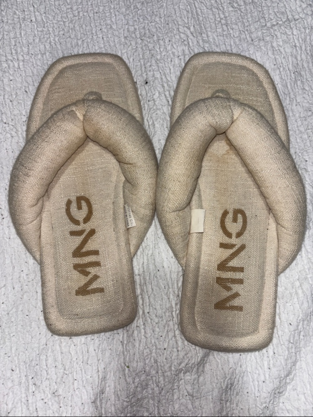 Mango Cream Quilted-Style Slide Sandals for Women